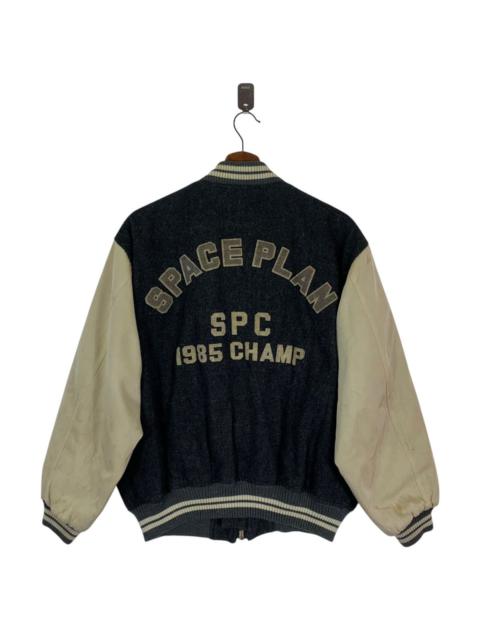 VINTAGE SPACE PLAN VARSITY BOMBER WOOL JACKET