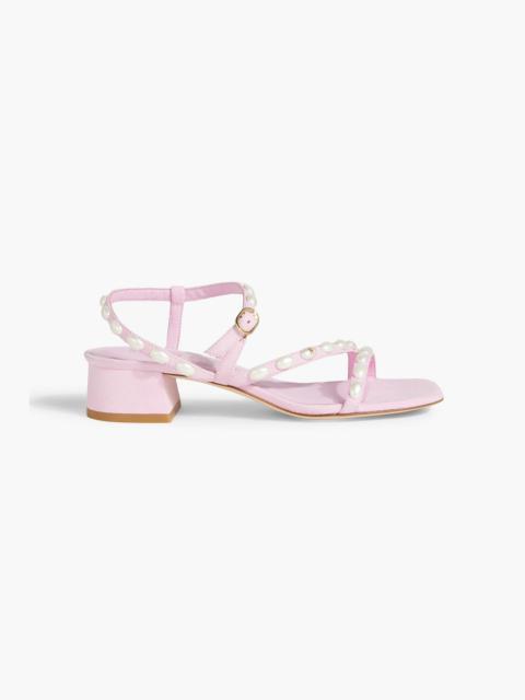 Stuart Weitzman Pearlita 35 faux pearl-embellished suede sandals