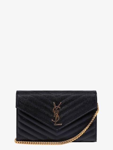 SAINT LAURENT Saint Laurent Pochette Cassandre Grain-De-Poudre Leather Clutch With Shoulder Strap