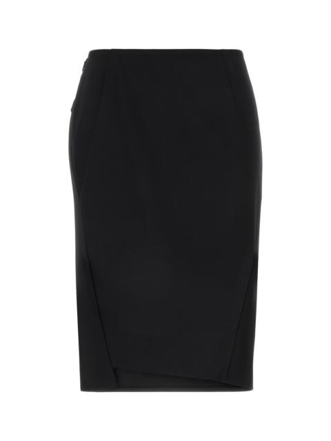 VERSACE Black stretch wool skirt