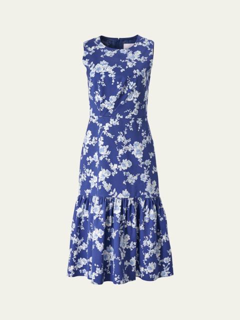 CAROLINA HERRERA Sleeveless Floral Ruffle Dress