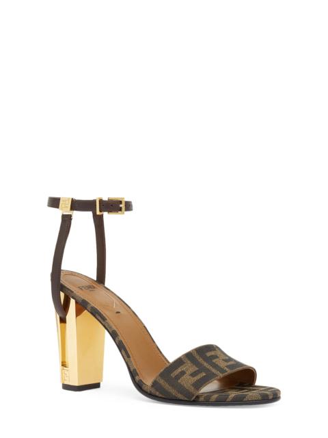 FENDI Fendi Delfina Ankle Strap Sandal in Brown/Black at Nordstrom