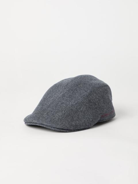 Brunello Cucinelli Virgin wool flannel flat cap with embroidery