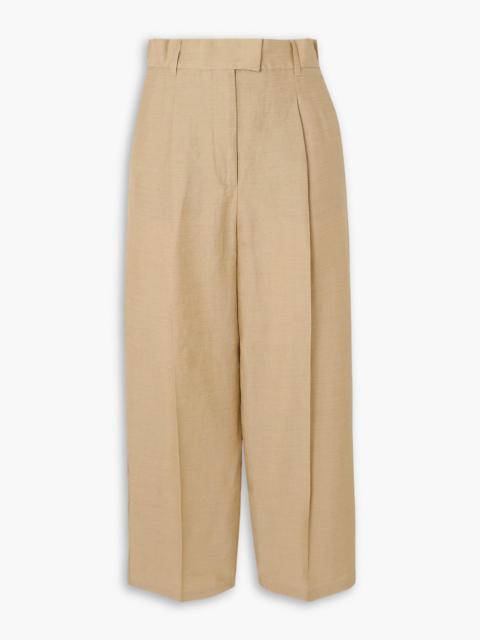 Max Mara Efedra leather-trimmed crepe wide-leg pants
