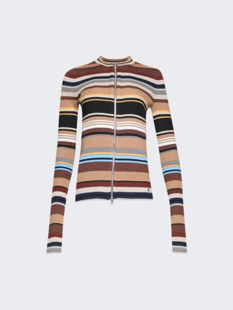 Acne Studios Wool Zip-up Cardigan Multi-brown Stripe