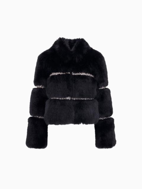LoveShackFancy Manby Embellished Faux Fur Jacket