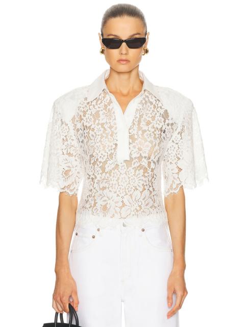 HELSA The Lace Shirt With Shoulder Pad