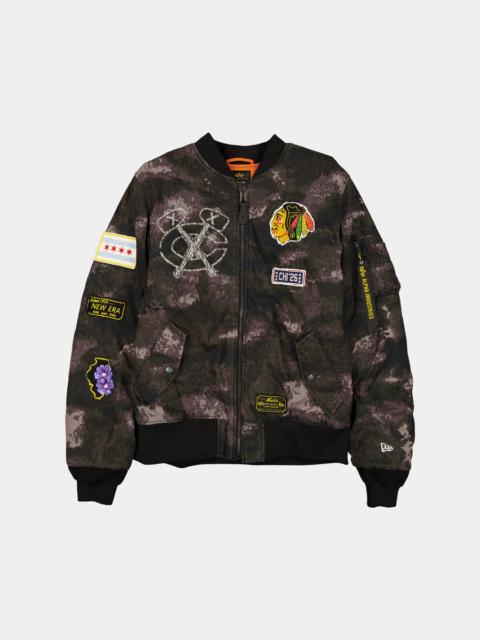 ALPHA INDUSTRIES CHICAGO BLACKHAWKS X ALPHA X NEW ERA MA-1 BOMBER JACKET (BLACK CAMO)