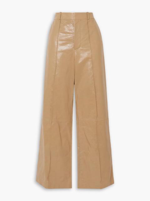Marni Pintucked leather wide-leg pants