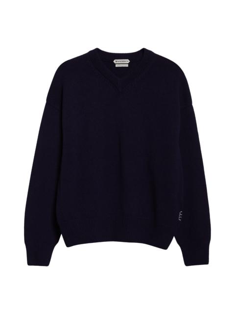 JW Anderson JW Anderson Loafer Stitch Cashmere V-Neck Sweater in Navy at Nordstrom