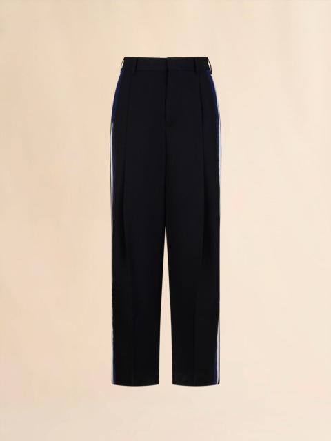 Marni BLACK WOOL TROUSERS WITH BICOLOUR SIDE BANDS