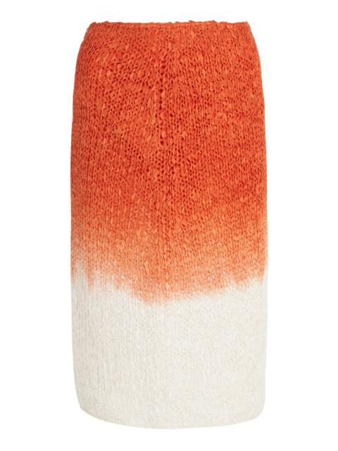 Bottega Veneta Lightweight Wool Silk Overdye Knit Midi Skirt multi