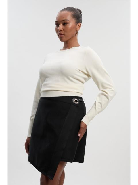 KAREN MILLEN Plus Size Figure Form Bandage Asymmetric Mini Skirt