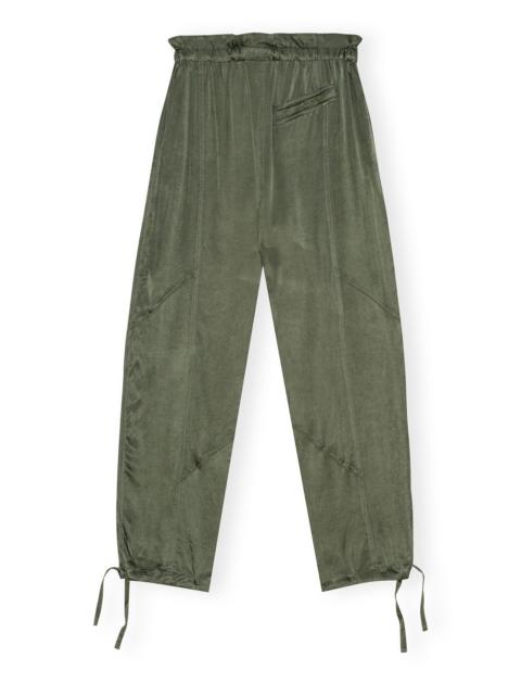 GANNI GREEN WASHED SATIN PANTS