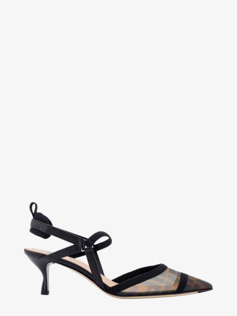 Fendi Colibrã¬ Leather And Mesh Slingback With Ff Motif