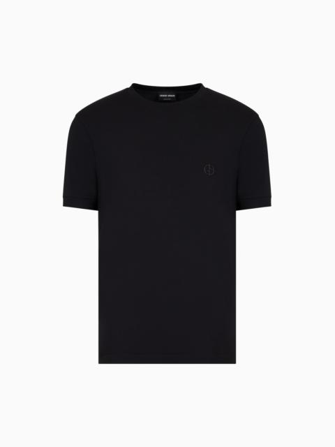 GIORGIO ARMANI STRETCH VISCOSE BAMBOO JERSEY T-SHIRT WITH GA EMBROIDERY