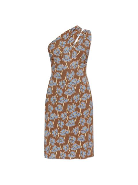 chinese dress ladies Clementina Cream Floral Print Asymmetric Cape Sleeve Maxi Dress – Club L  London main image 0