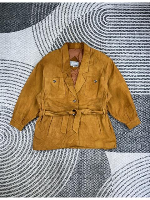 Other Designers Genuine Leather - Vtg Amica Lamb Suede Belted Leather Jacket