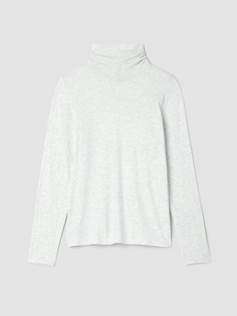 EILEEN FISHER Mélange Sheer Cotton Blend Knit Turtleneck Top