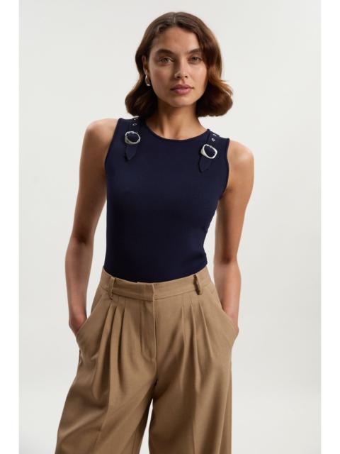 KAREN MILLEN Buckle Trim Knitted Top