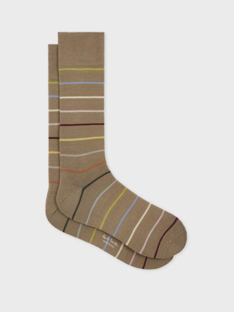 Paul Smith Brown Cotton-Blend Block 'Signature Stripe' Socks
