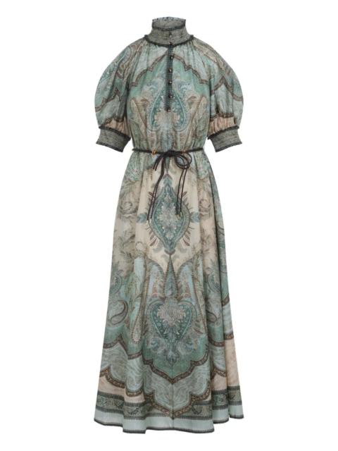 Zimmermann Wanderlust Billow Dress in Tapestry Teal Multi