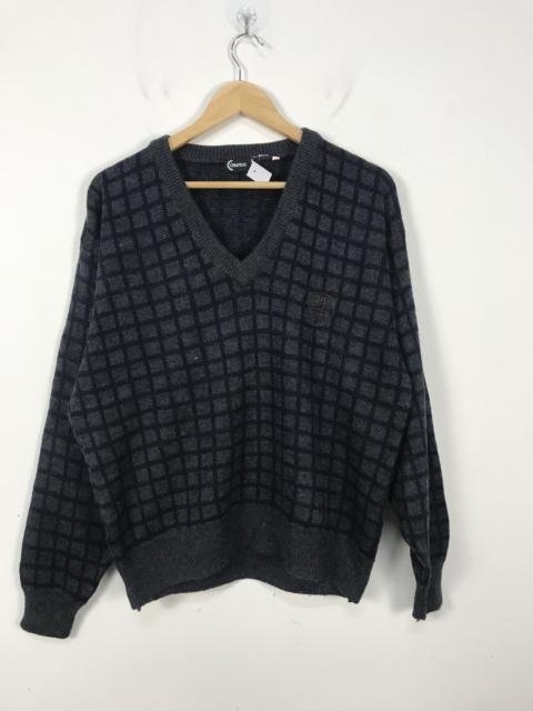 Other Designers Japanese Brand - Cobarot Black Checkered Plaid Vneck Knitwear #2680