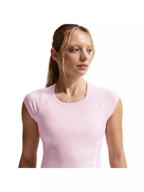 Nike Women's Tempo Swoosh Dri-FIT Cap-Sleeve Running Top -Pink
