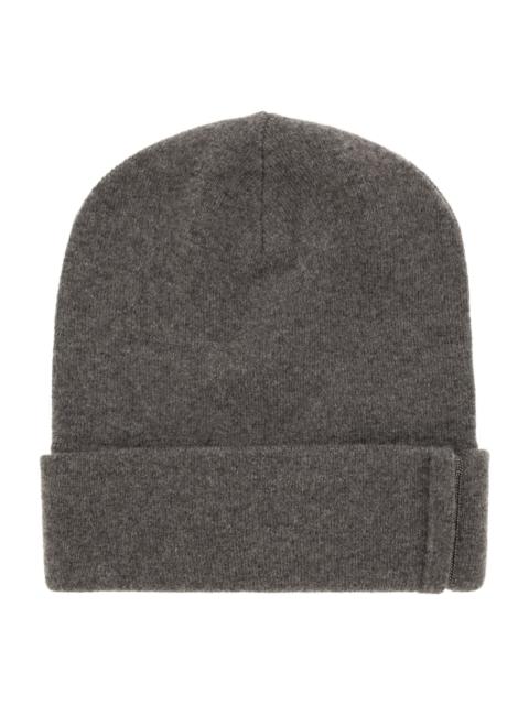 Brunello Cucinelli Ribbed Cashmere Knit Papalina With Necklace