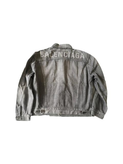 BALENCIAGA Back logo washed distressed denim jacket