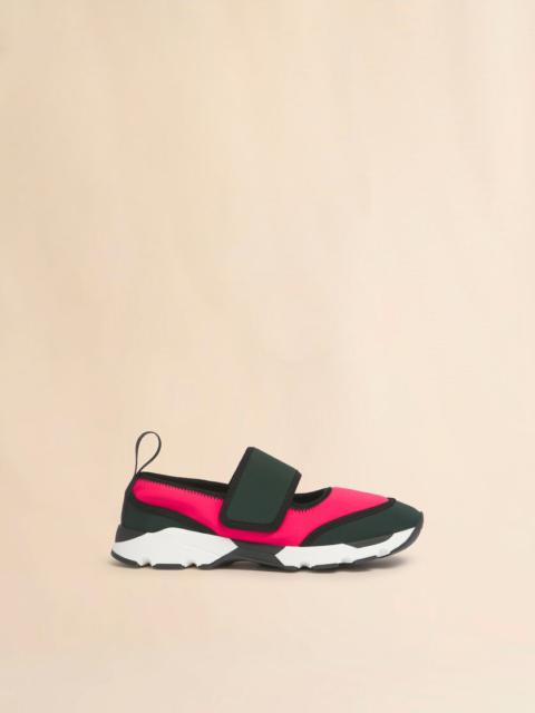 Marni FUCHSIA AND GREEN LYCRA MARY JANE RUNNING SNEAKER