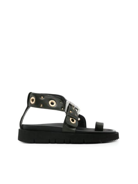eyelet-embellished leather sandals