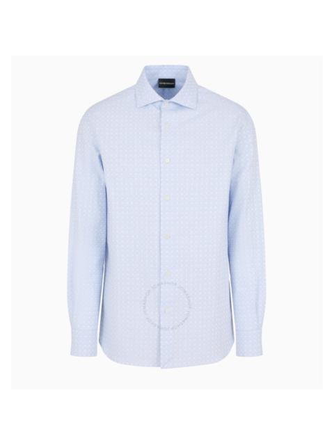 Emporio Armani All-Over Jacquard Logo Pattern Cotton Shirt