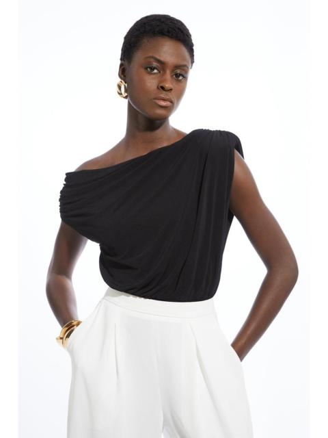 KAREN MILLEN Jersey Crepe Asymmetric Bodysuit