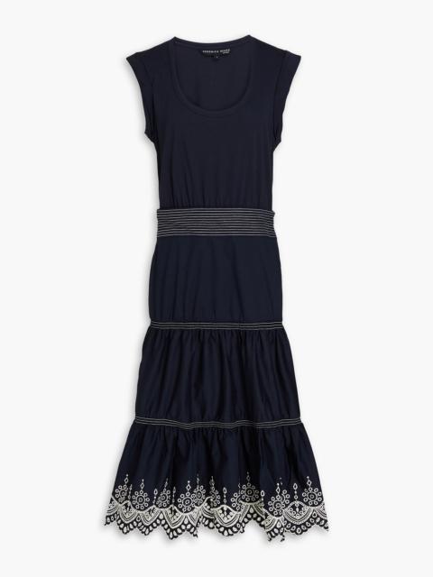 VERONICA BEARD Amaia jersey-paneled cotton-poplin midi dress