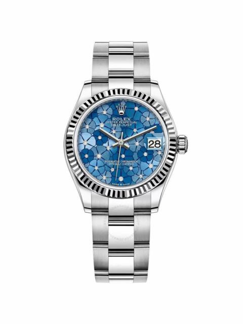 ROLEX Pre-owned Rolex Datejust Azzurro-Blue Floral Motif Diamond Dial Automatic Chronometer Ladies Watch 2