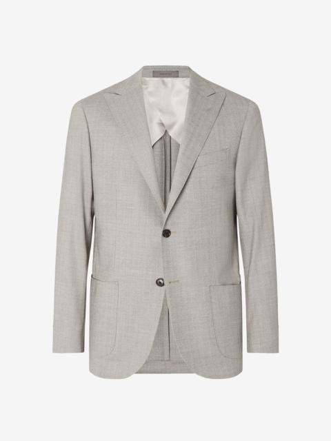 CORNELIANI Light grey stretch wool jacket with herringbone pattern