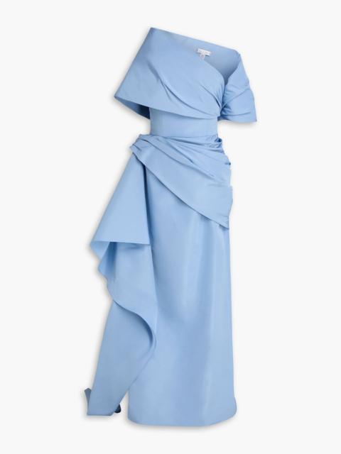 Oscar de la Renta Off-the-shoulder draped faille gown