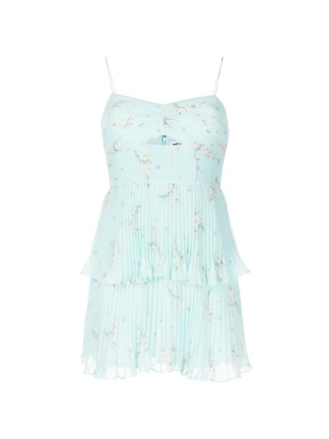 self-portrait floral-print tiered chiffon minidress