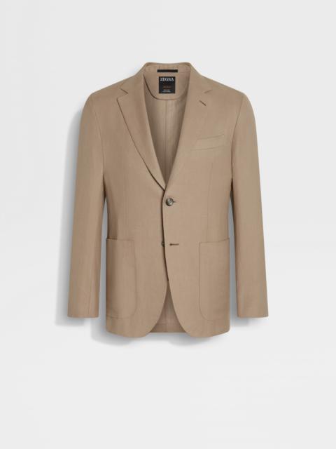ZEGNA LIGHT TAUPE OASI LINO BLUE FLOWER JACKET