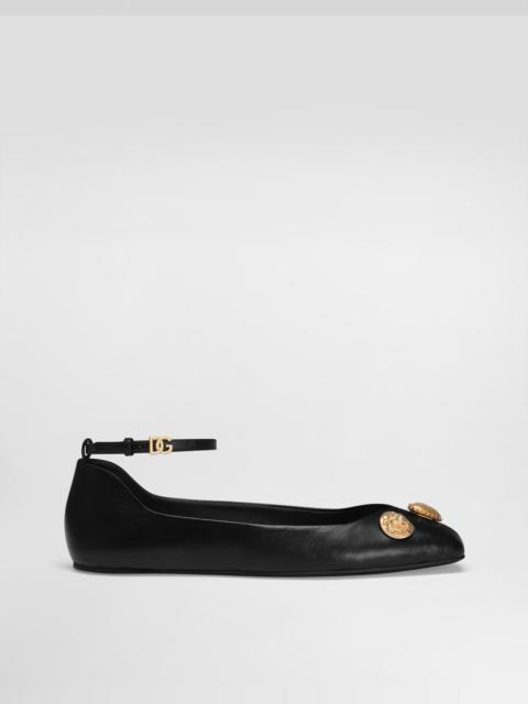 Dolce & Gabbana Leather ballet flats with embroidery