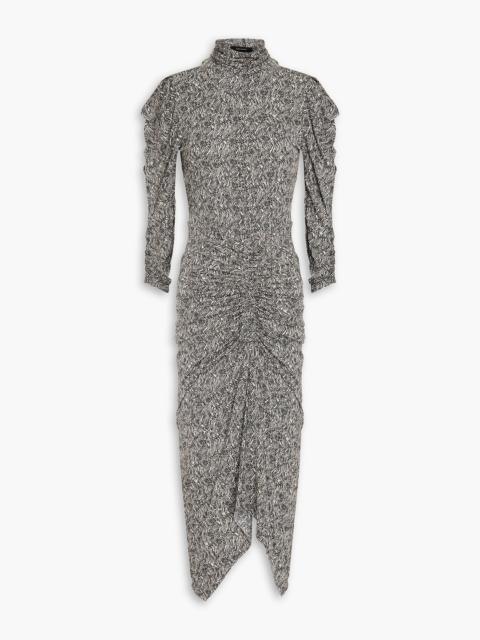 Isabel Marant Asymmetric ruched printed jersey dress