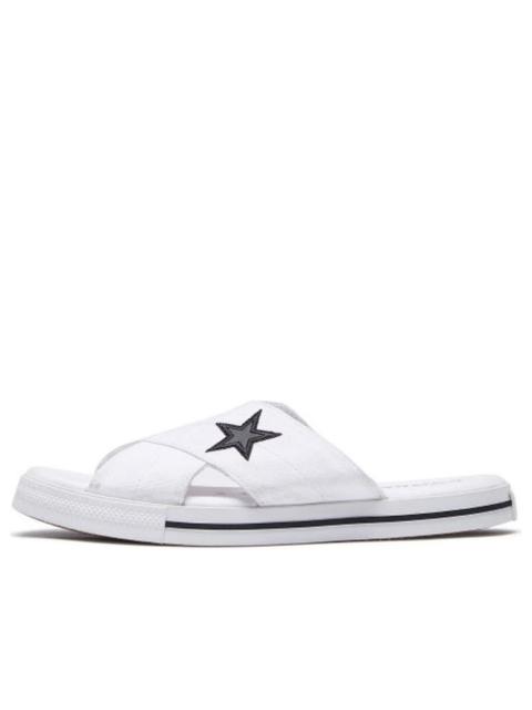 Converse (WMNS) Converse One Star Slide Canvas White Slippers 'White Black' 565530C