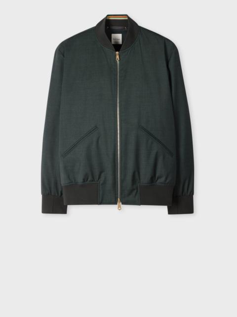 Paul Smith Dark Green Melange 'Storm System' Wool Bomber Jacket