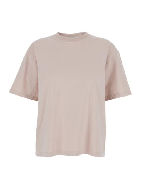 Golden Goose Golden Goose Women Pink Crew Neck T-Shirt With Maxi Logo On The Back In Cotton Woman