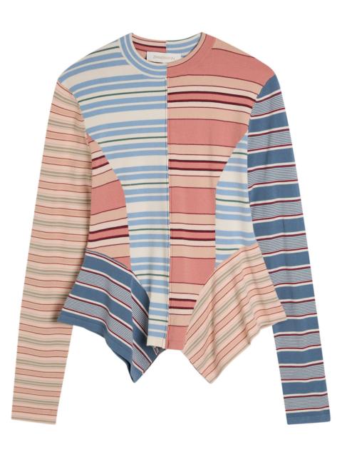Zimmermann Zimmermann Rebellion Spliced Striped Asymmetric Knit top