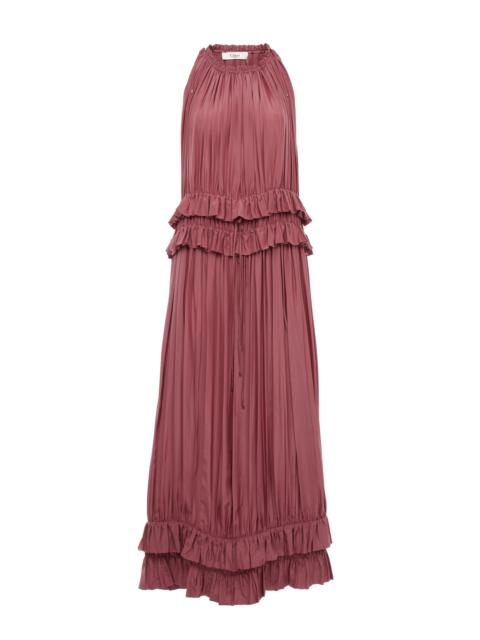 Chloé SLEEVELESS LONG DRESS IN WASHED SILK PONGÉ