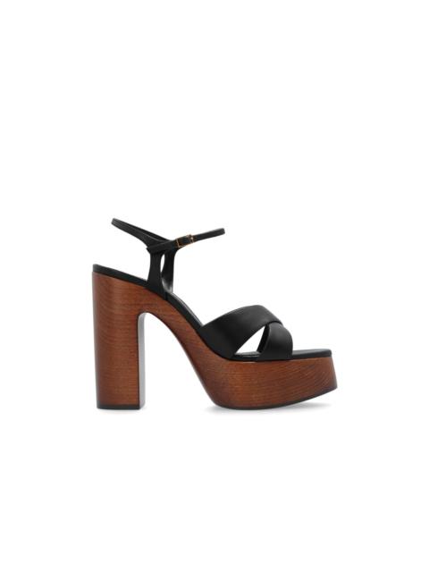 SAINT LAURENT SAINT LAURENT Bianca Black Smooth Leather Platform Sandals N