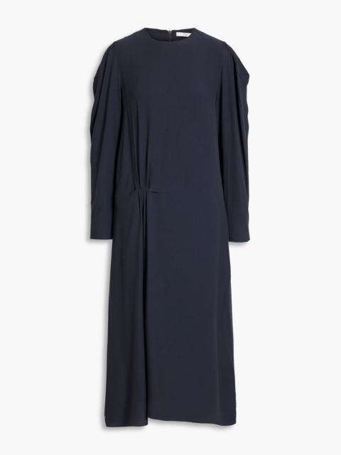 Tibi Gathered crepe de chine midi dress