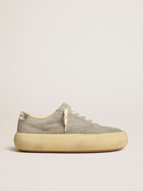 Golden Goose Women's Space-Star shoes in ice-gray suede with perforated star